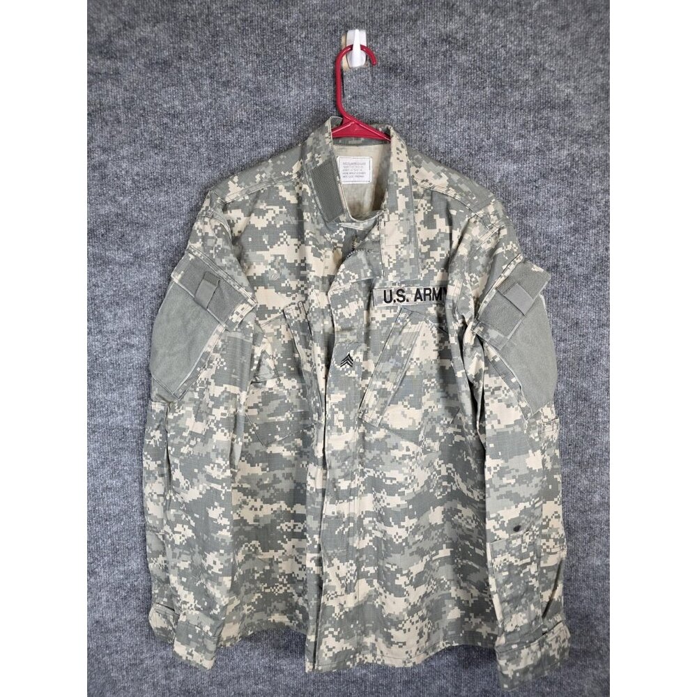 US Army Combat Uniform Jacket Mens Medium Regular ACU Camo Military Coat Stains